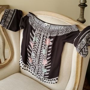 Off the shoulder silk blouse